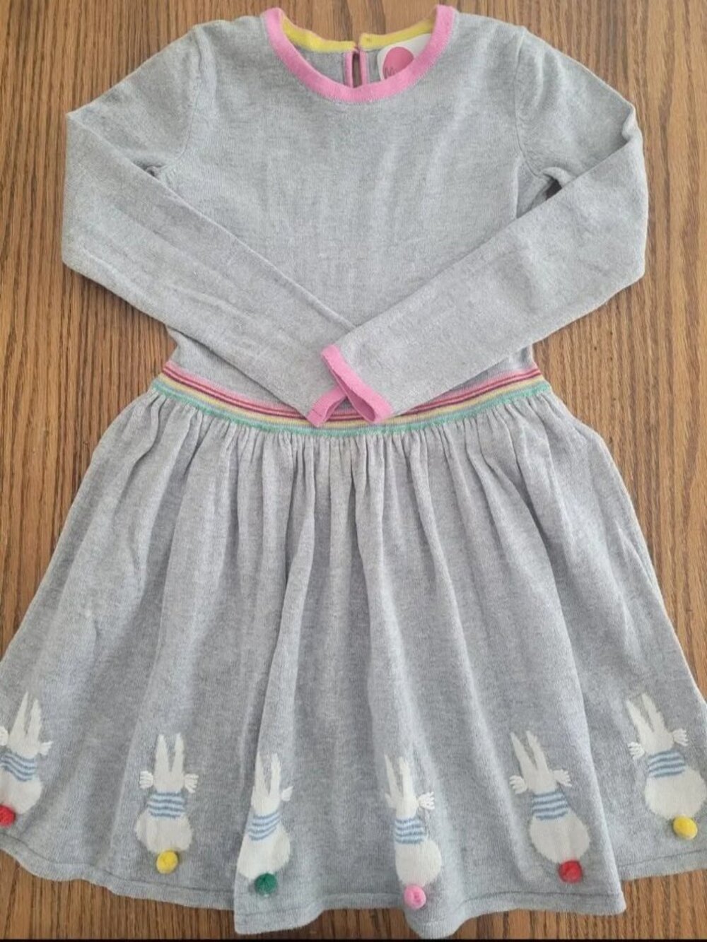 Mini Boden Easter Bunny Rabbit Knit Dress - size 5-6. Girls Bunny Tails Dress